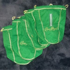 Set Of 5 NFL Football Laces Crown Royal Green Bag 8in *Bags Only*
